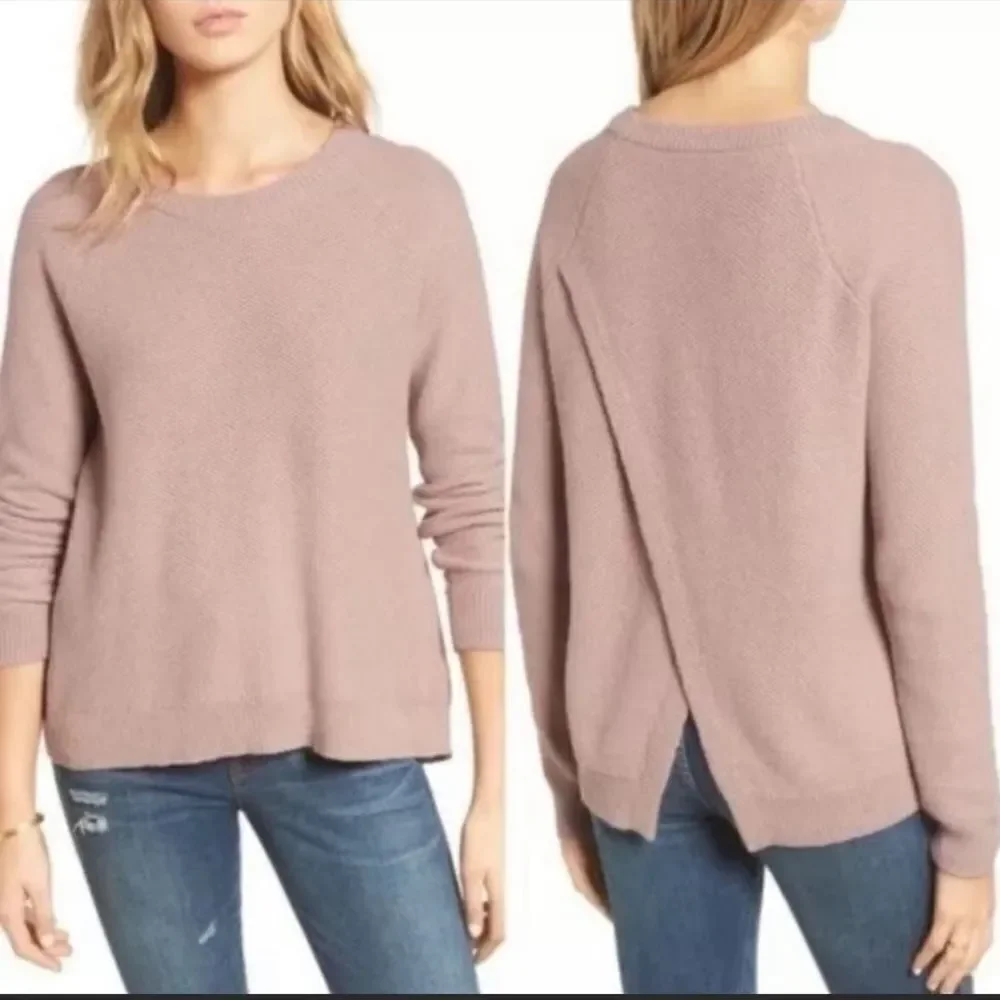 Madewell Province Cross-Back Pullover Sweater in Pink